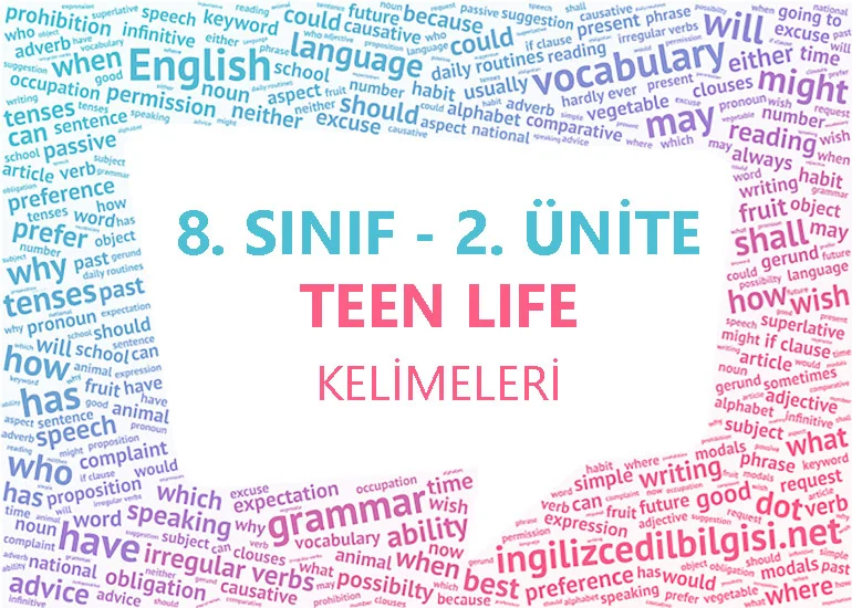 8. Sınıf 2. Ünite Kelime Listesi - Teen Life Kelimeleri